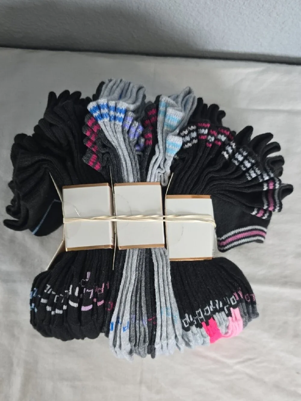 30 PAIRS- U.S. Polo Assn. Low-Cut Athletic Socks in Black with Pink Logo Accent